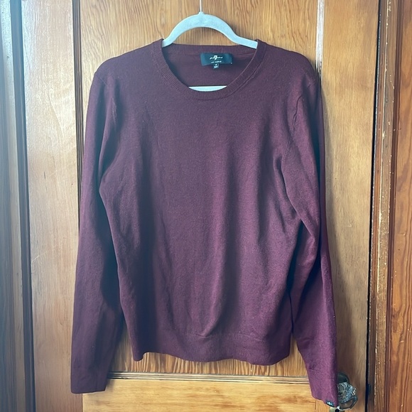 Men’s 7 for all Mankind Maroon Crewneck Sweater - Picture 1 of 6